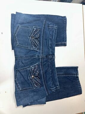 Melissa McCarthy Dark Blue Embroidered Pocket Slim Boot - size 14